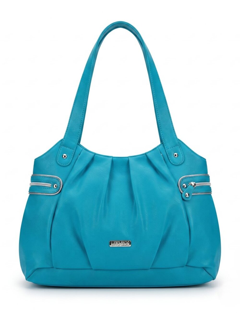 Nine & Co Women Teal Shoulder Bag Pleated Faux Leather Tote Y2K Everyday Classic - Picture 1 of 7